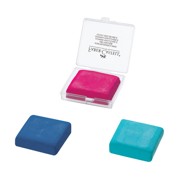 FABER-CASTELL – Gomma pane modellabile per artisti, rosa, blu, turchese con  scatolina di plastica – Cartolibreria Varesio